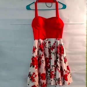 IXIA Red/Floral Printed Pin-Up Dress